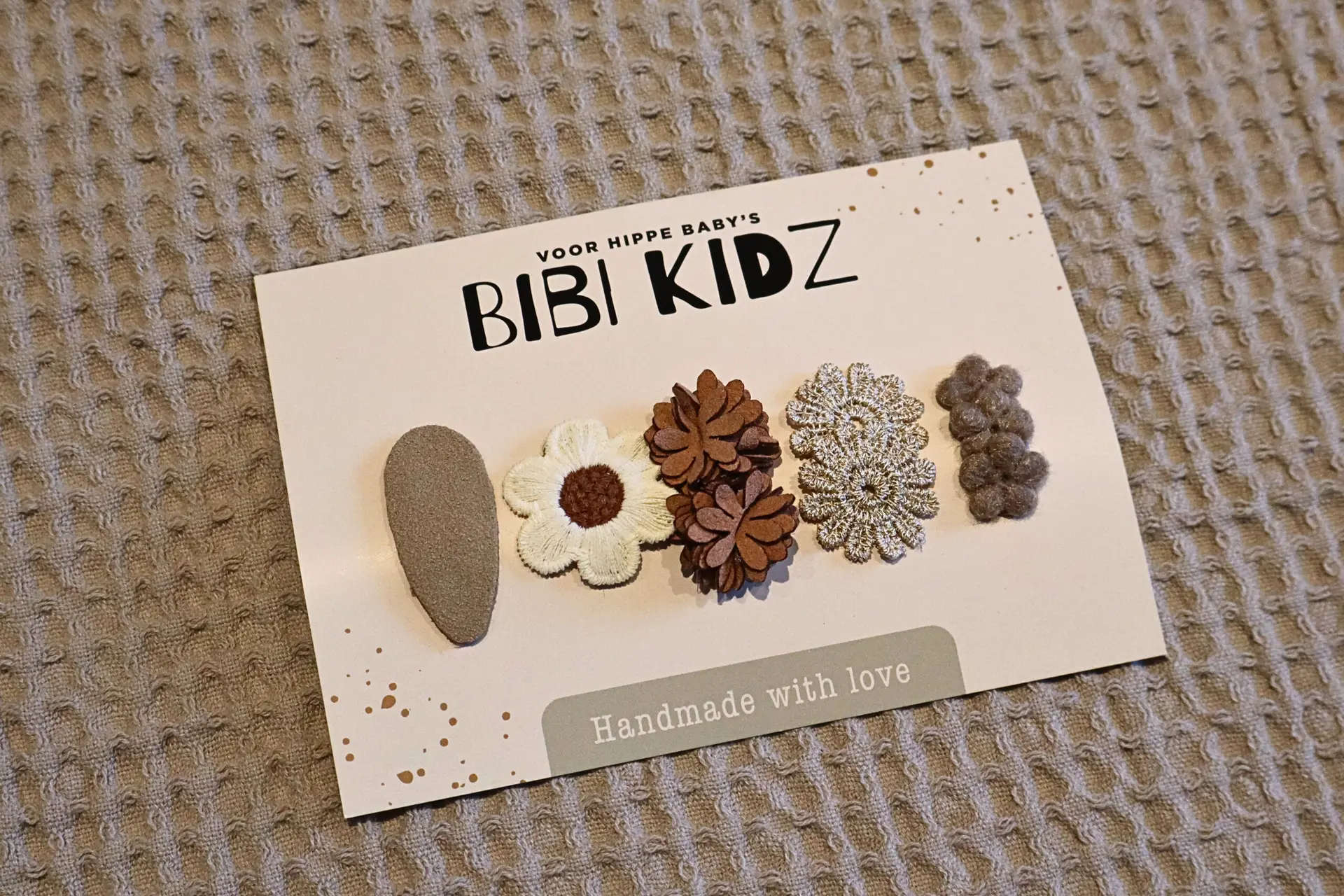 bibi kidz antislip haarspeldjes beige bloemetjes